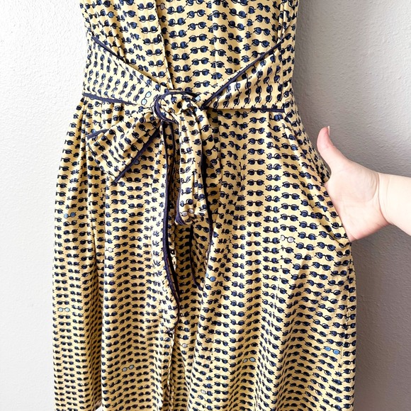 NIC+ZOE Sunglasses Print Sleeveless Belted Shirt Dress Yellow Navy Size XXL - Picture 3 of 14